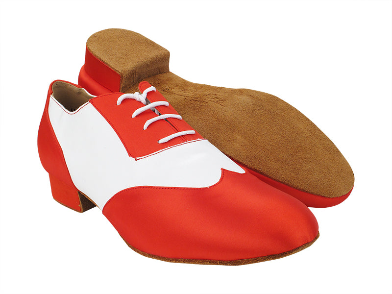 CM100101 Red Satin_F_B_White Satin_M with 1&quot; Standard Heel (068) in the photo