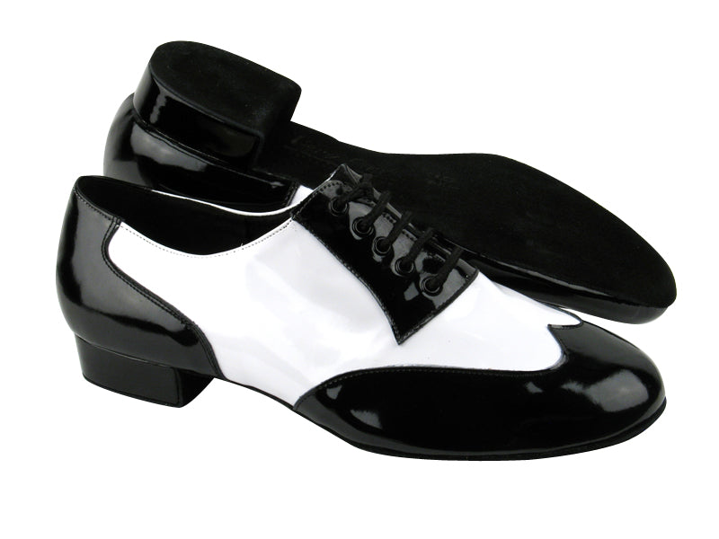CM100101 Black Patent &amp; White Patent with 1" Heel in the photo