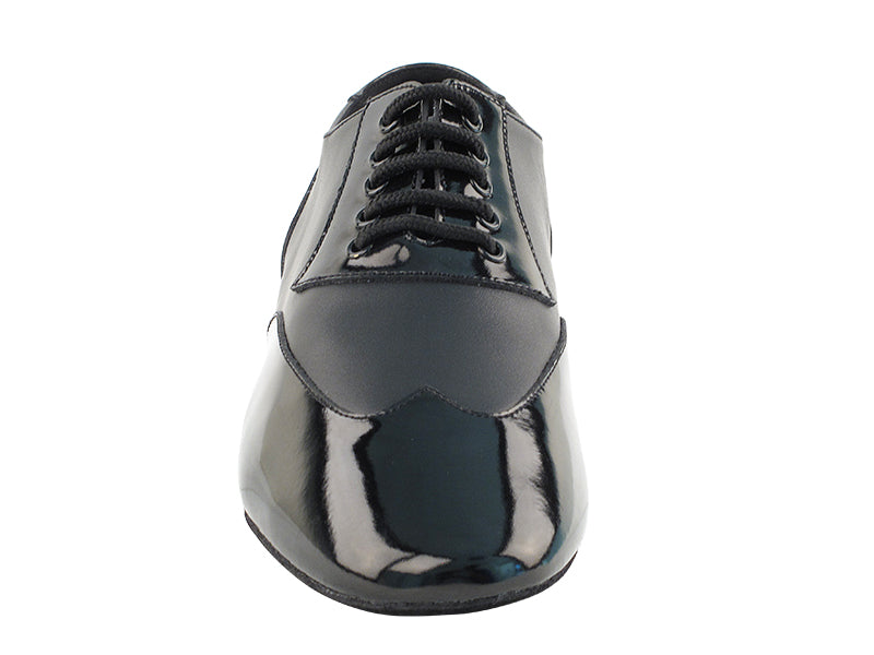 CM100101 Black Patent &amp; Black Leather &amp; Latin Heel
