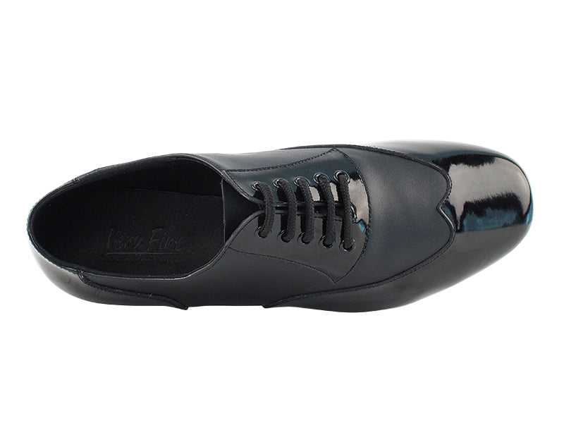 CM100101 Black Patent &amp; Black Leather &amp; Latin Heel