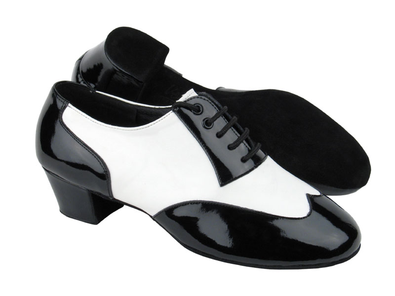 CM100101 Black Patent &amp; White Leather with 1.5&quot; heel in the photo