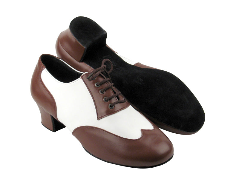 CM100101 Dark Tan Leather &amp; White Leather with 1.6&quot; Heel in the photo