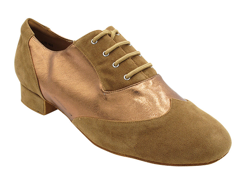 CM100101 273 Brown Suede_F_B_63 Dark Tan Copper PU_M with Men 1&quot; Standard Heel in the photo