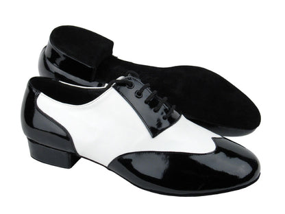 CM100101 Black Patent &amp; White Leather with 1&quot; heel in the photo