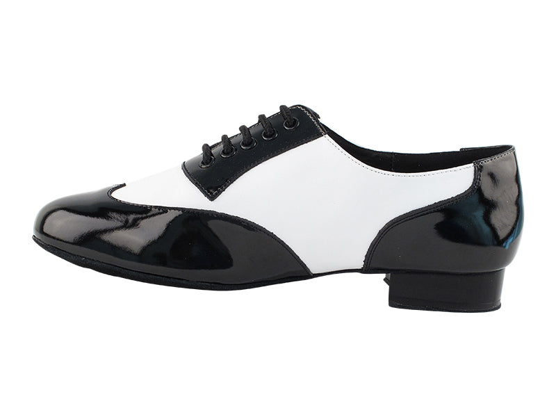 CM100101 Black Patent &amp; White Leather