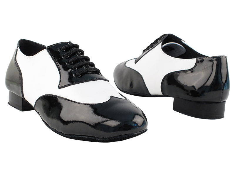 CM100101 Black Patent &amp; White Leather