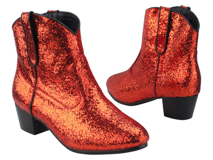 VFBoot Nashville Red Sparkle with 1.65&quot; cowboy heel in the photo