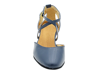 J Touch of Gold Dark Blue Microfiber Leather_Gold Lining with 1.5&quot; Heel (2001) in the photo