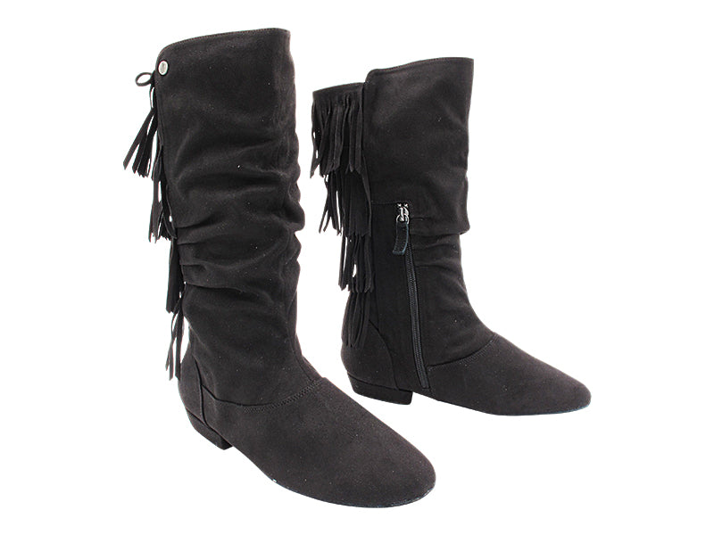 Jackie Boots Black Suede with 0.5&quot; EVA Heel in the photo