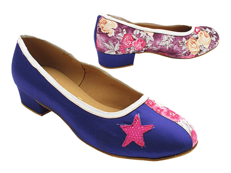 KZ001 Voilet Satin_O_152 Purple Champagne Flower Satin_I_154 Illusion Peach Velvet Star with 1&quot; Heel (8881) in the photo 