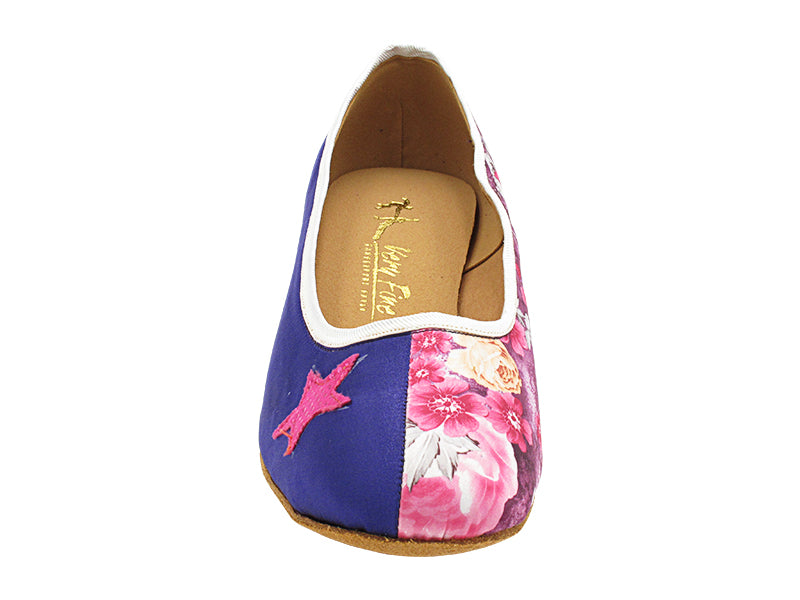 KZ001 Voilet Satin_O_152 Purple Champagne Flower Satin_I_154 Illusion Peach Velvet Star with 1&quot; Heel (8881) in the photo 