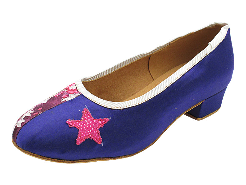 KZ001 Voilet Satin_O_152 Purple Champagne Flower Satin_I_154 Illusion Peach Velvet Star with 1&quot; Heel (8881) in the photo 