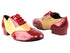 M100101 131 Red Patent_F_B_157 Beige Brown Leather_M with 1" standard heel in the photo