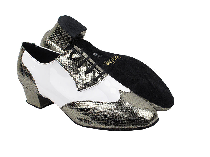 M100101 224 Snake Grey_F_B_White Patent_M with 1.5&quot; Latin Heel in the photo