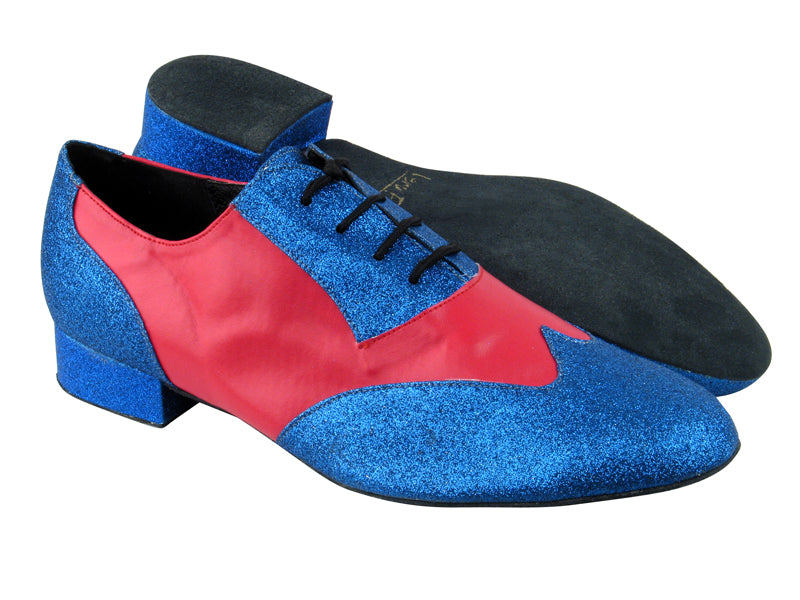 M100101 234 Blue Stardust_211 Red Leather with 1&quot; Standard heel in the photo