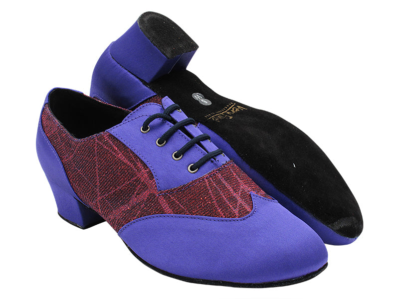 M100101 245 Violet Satin_F_B_155 Purple Illusion with Men 1.5&quot; Latin Heel in the photo