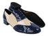 M100101 297 Dark Blue Patent_F_B_298 Tan Patent_M with 1" Standard Heel in the photo