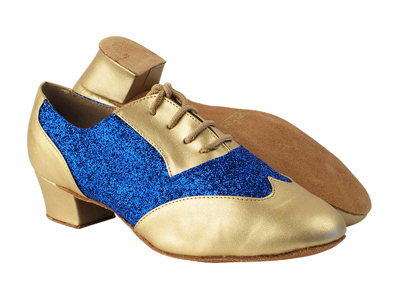 M100101 57 Light Gold PU_F_B_234 Blue Stardust_M with 1&quot; heel in the photo