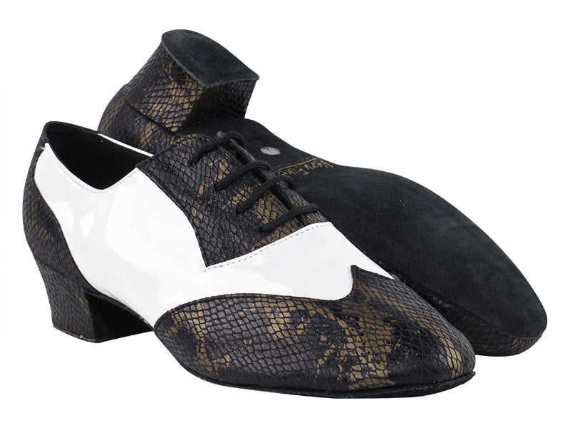 M100101 85 Black Snake_White Patent_M with 1.5&quot; Latin Heel in the photo