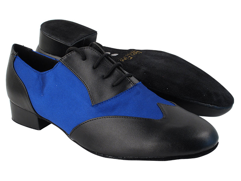 M100101 Black Leather_247 Blue Satin with 1&quot; Standard Heel in the photo