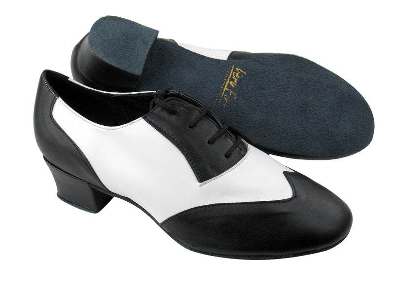 M100101 Black Leather_F_B_White Leather_M with 1&quot; Standard heel in the photo