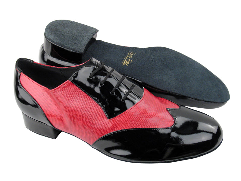 M100101 Black Patent_F_B_175 Red Snake_M with 1&quot; Standard heel in the photo