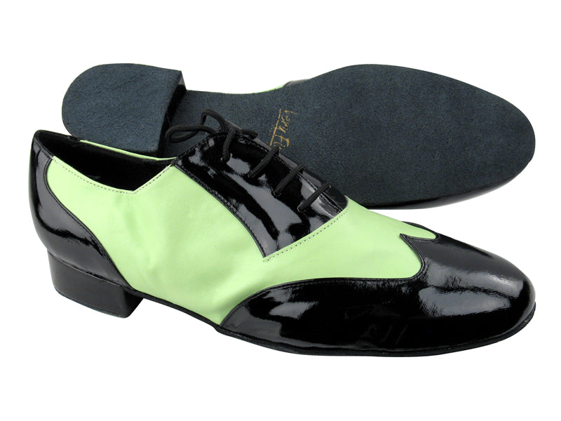 M100101 Black Patent_Light Green Leather with 1&quot; Standard heel in the photo