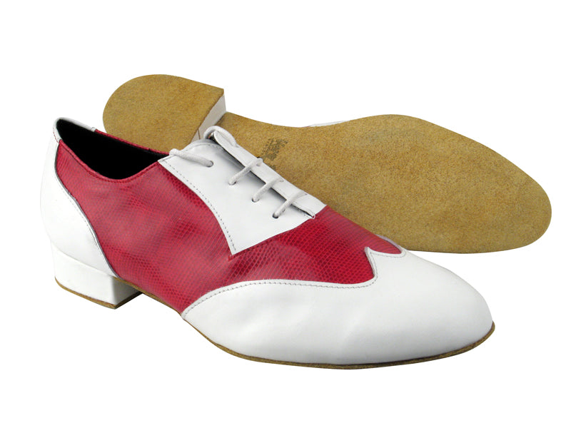 M100101 White Leather_175 Red Snake with 1&quot; Standard heel in the photo