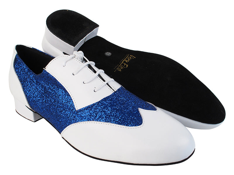 M100101 White Leather_F_B_234 Blue Stardust_M with 1&quot; heel in the photo