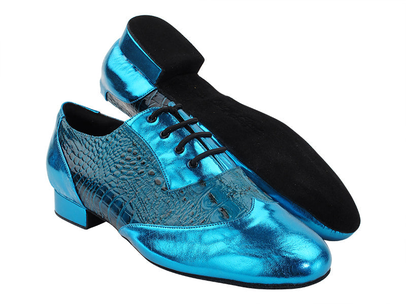 CM100101 135 Matelic Blue_F_B_234 Turquoise Crocodile_M with Men 1" Standard Heel (2002) in the photo