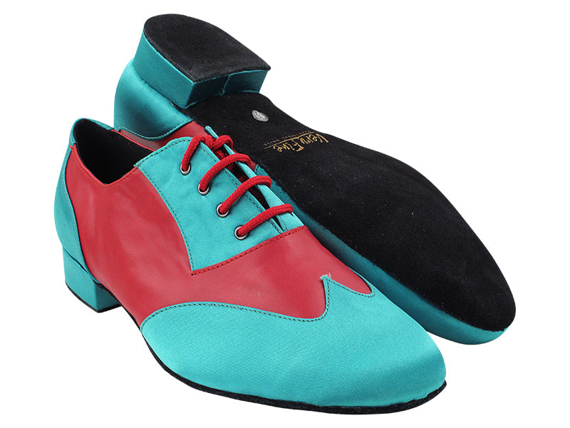M100101 302 Green Satin_F_B_266 Red Leather_M with Men&