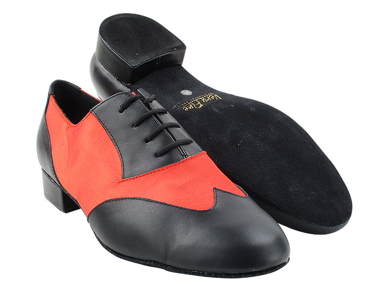 M100101 Black Leather_F_B_112 Red Satin_M with Men 1&quot; Standard Heel (2002) in the photo