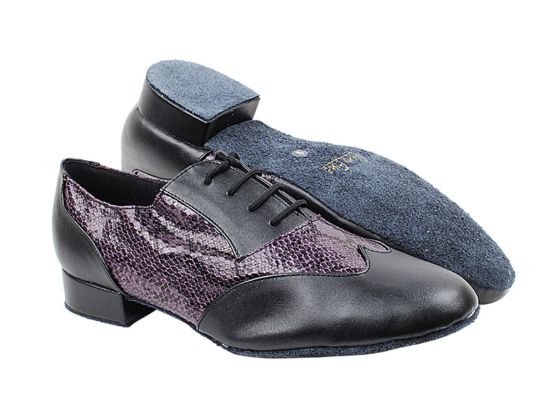 M100101 Black Leather_F_B_252 Purple Snake_M with 1&quot; Heel in the photo
