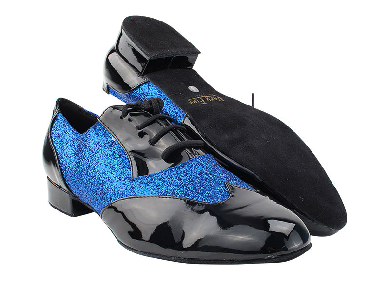 M100101 Black Patent_F_B_234 Blue Stardust_M with Men 1&quot; Standard Heel (2002) in the photo