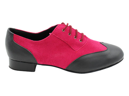 M100101 Black Leather_F_B_283 Pink Suede_M_L with Men 1&quot; Standard Heel in the photo
