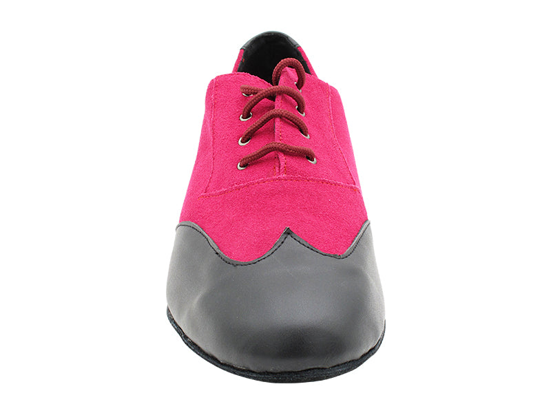 M100101 Black Leather_F_B_283 Pink Suede_M_L with Men 1&quot; Standard Heel in the photo