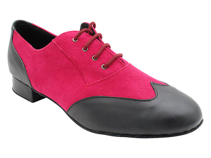 M100101 Black Leather_F_B_283 Pink Suede_M_L with Men 1&quot; Standard Heel in the photo