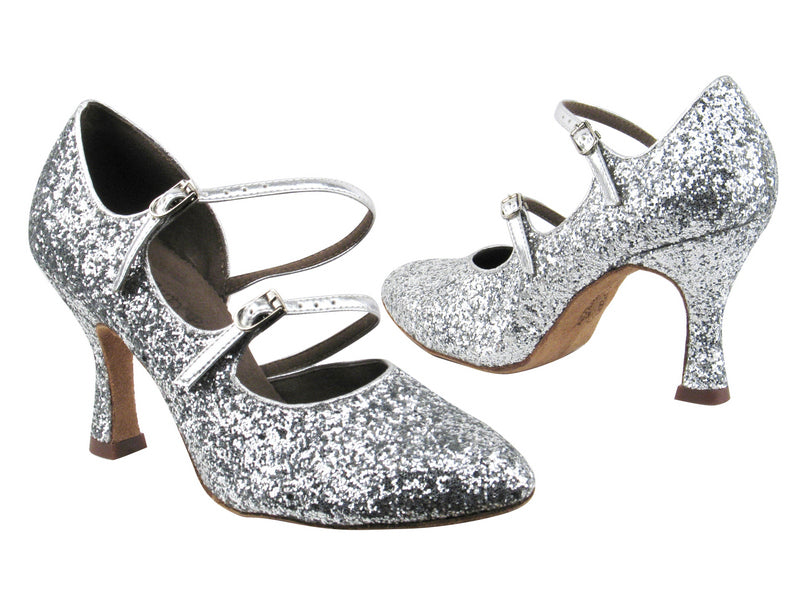 PP201 BF15 Silver Sparkle_BA32 Silver Leather Strap with 3&quot; heel in the photo