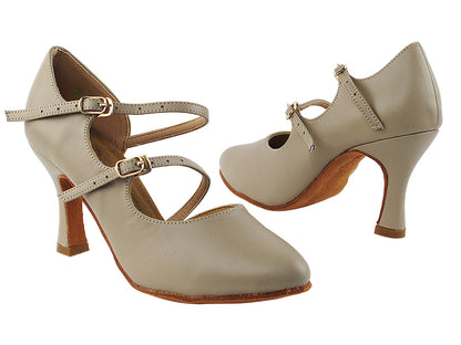 PP201 Beige Leather with 3&quot; Heel in the photo