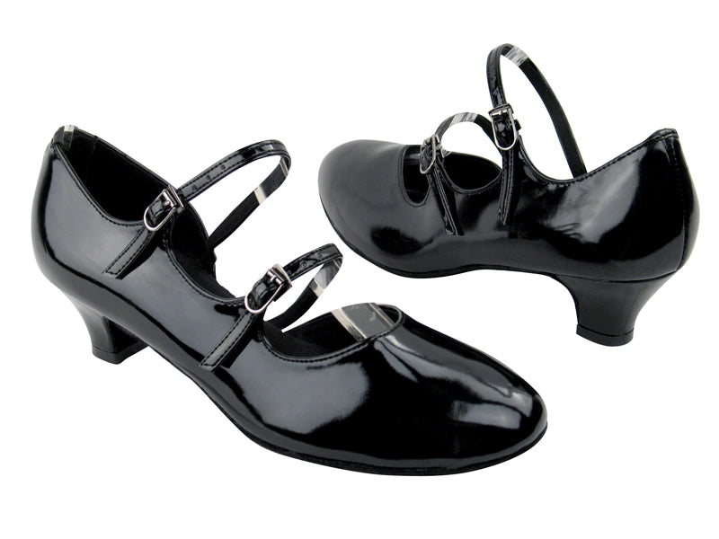 PP201 Black Patent with 1.2&quot; Cuban heel in the photo