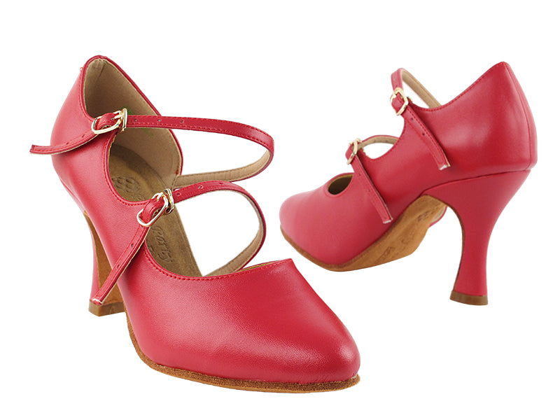 PP201 Red Leather with 3&quot; Heel in the photo