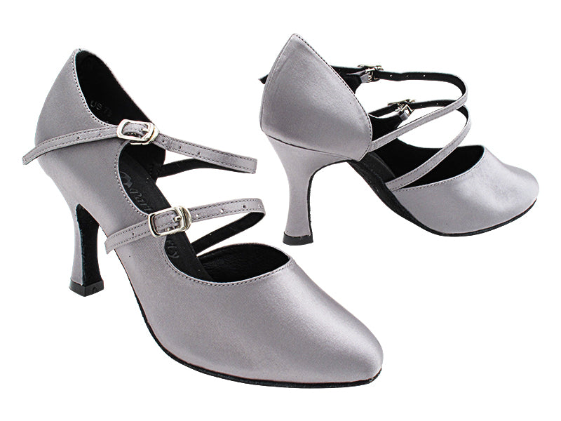 PP201 180 Grey Satin with 3&quot; Flare Heel (YQG) in the photo