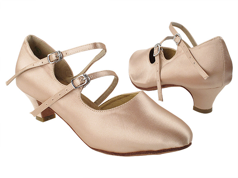 PP201 215 Flesh Satin with 5028_1.2&quot; Cuban Heel in the photo