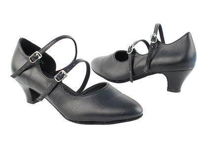 PP201 Black Leather with 1.2&quot; Cuban Heel in the photo