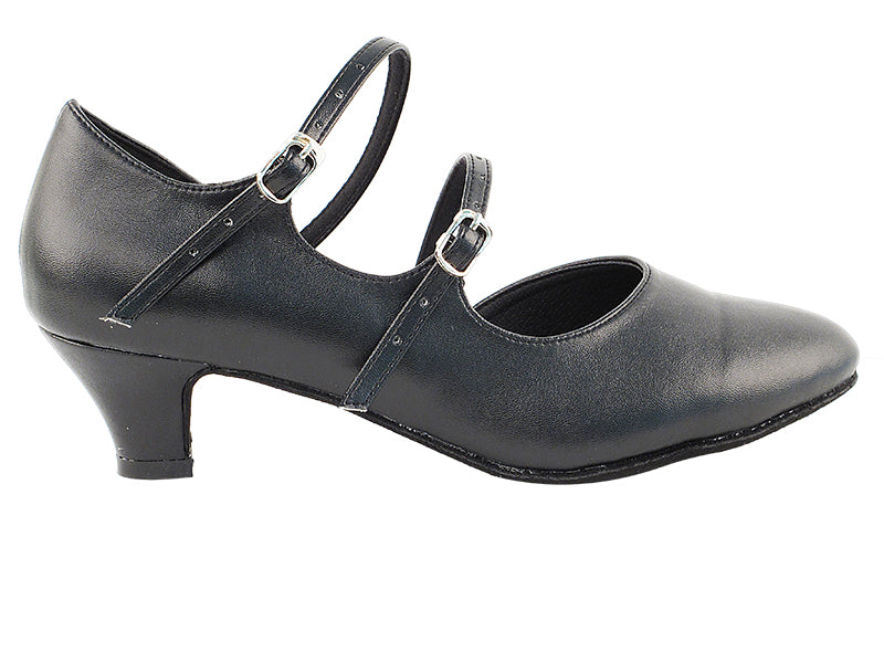 PP201 Black Leather with 1.2&quot; Cuban Heel in the photo