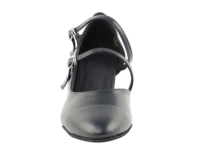 PP201 Black Leather with 1.2&quot; Cuban Heel in the photo