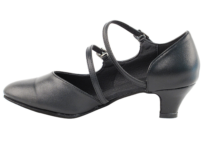 PP201 Black Leather with 1.2&quot; Cuban Heel in the photo