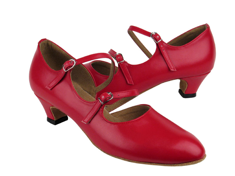 PP201 Red Leather with 1.2&quot; cuban heel in the photo