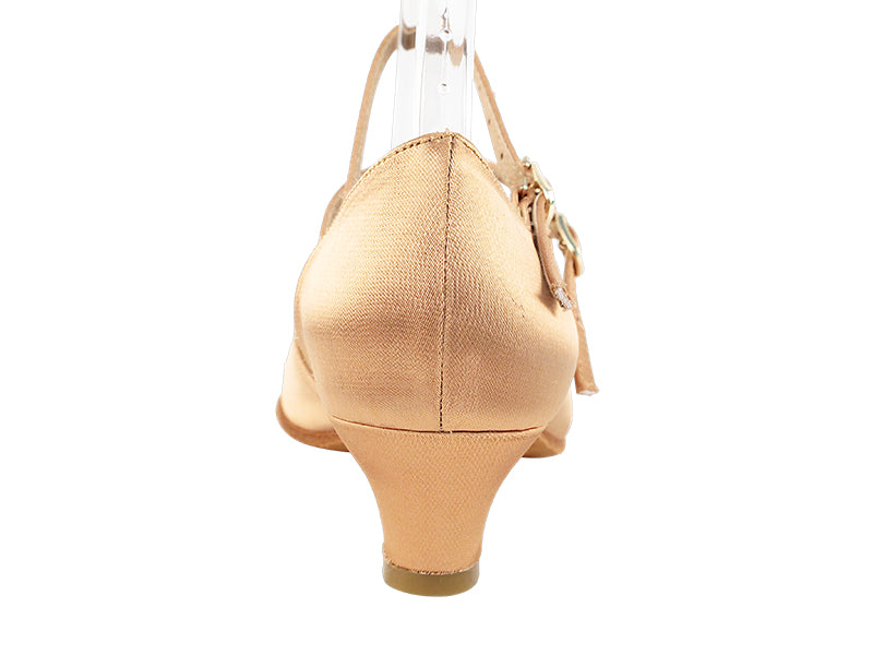 PP201 Tan Satin with 1.2" Cuban Heel in the photo