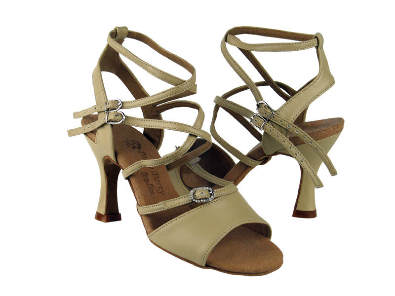 PP202 Beige Leather with 3&quot; Flare heel in the photo